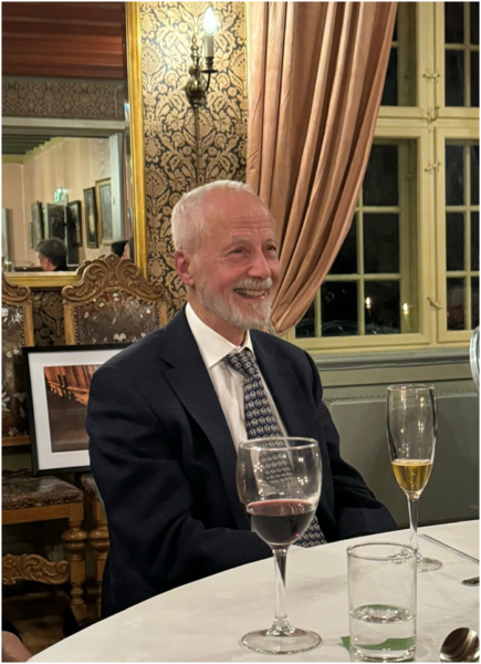 Prof. Laurence Bindoff at his celebratory dinner in honour of his life’s work in PolG.